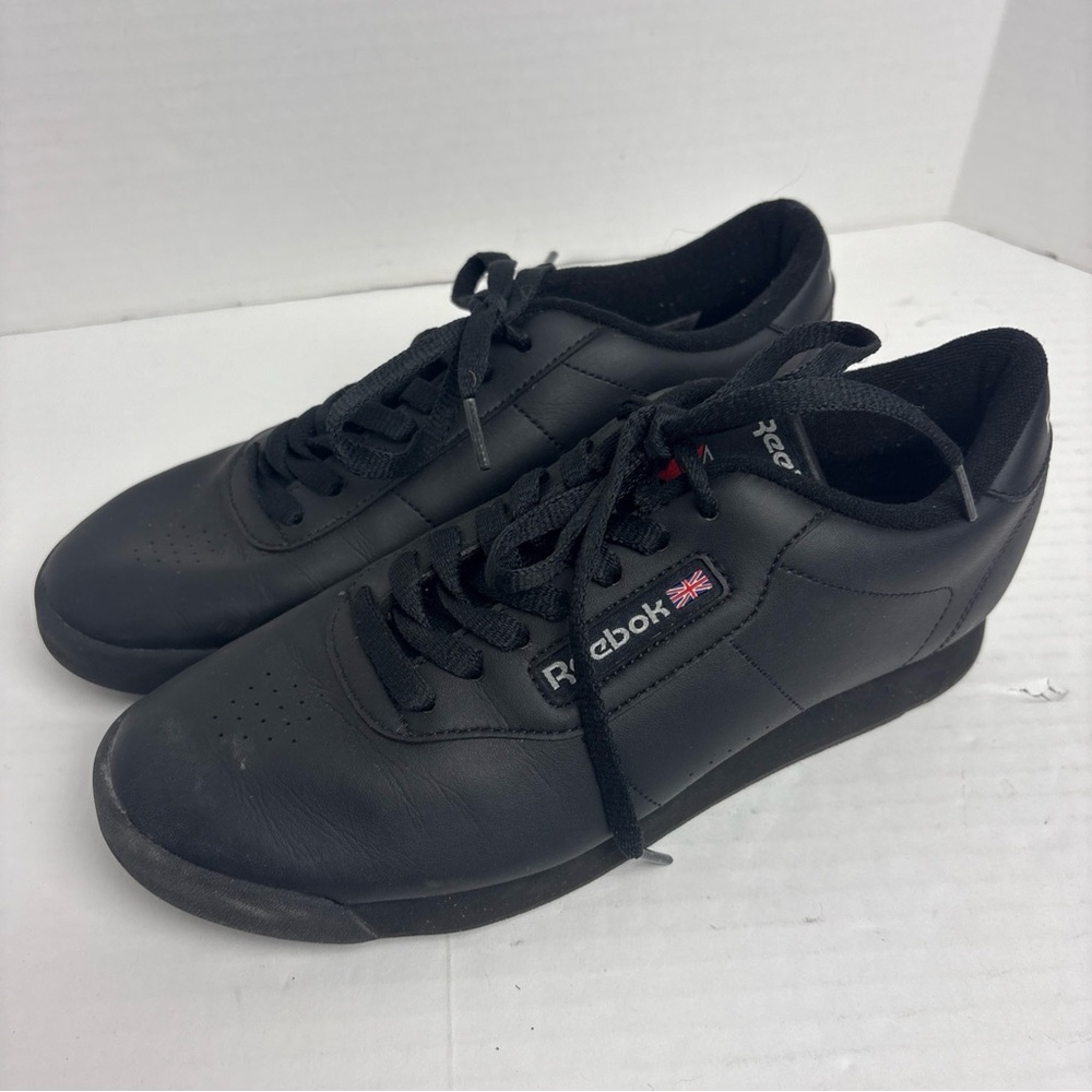Reebok Women's 8.5 Sneakers Black Classic Low Top Ortholite Leather Walking